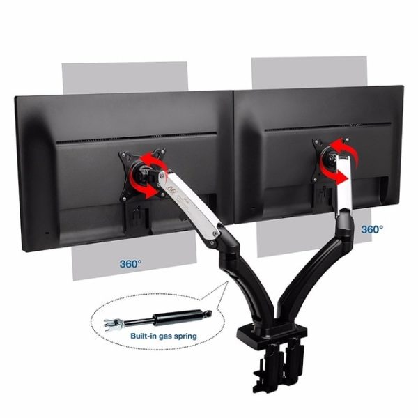 Dual Monitor Desk Arm 17 - 27 Inches Gas Strut F160 NB Stand Mount